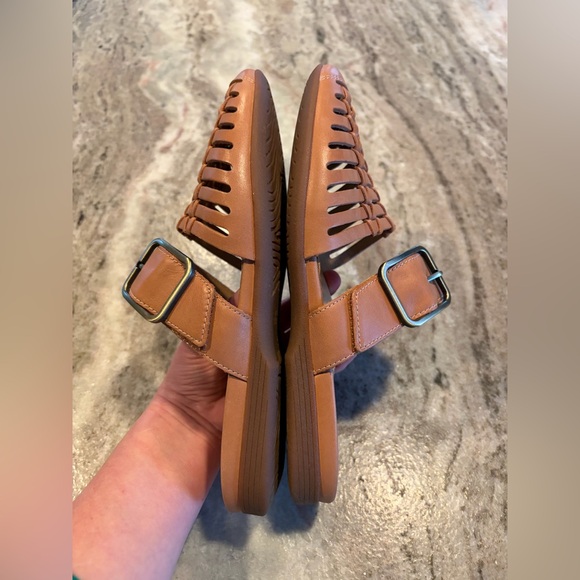 Dansko Leilani Sandals Womens 40 Tan Leather Woven Straps Mule Slide Shoes - Picture 4 of 9